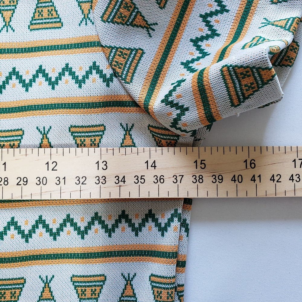 Vtg Sears Roebuck Girls Green Dress Zig Zag Teepee Pattern Drop Waist Sz 10 - Picture 9 of 13
